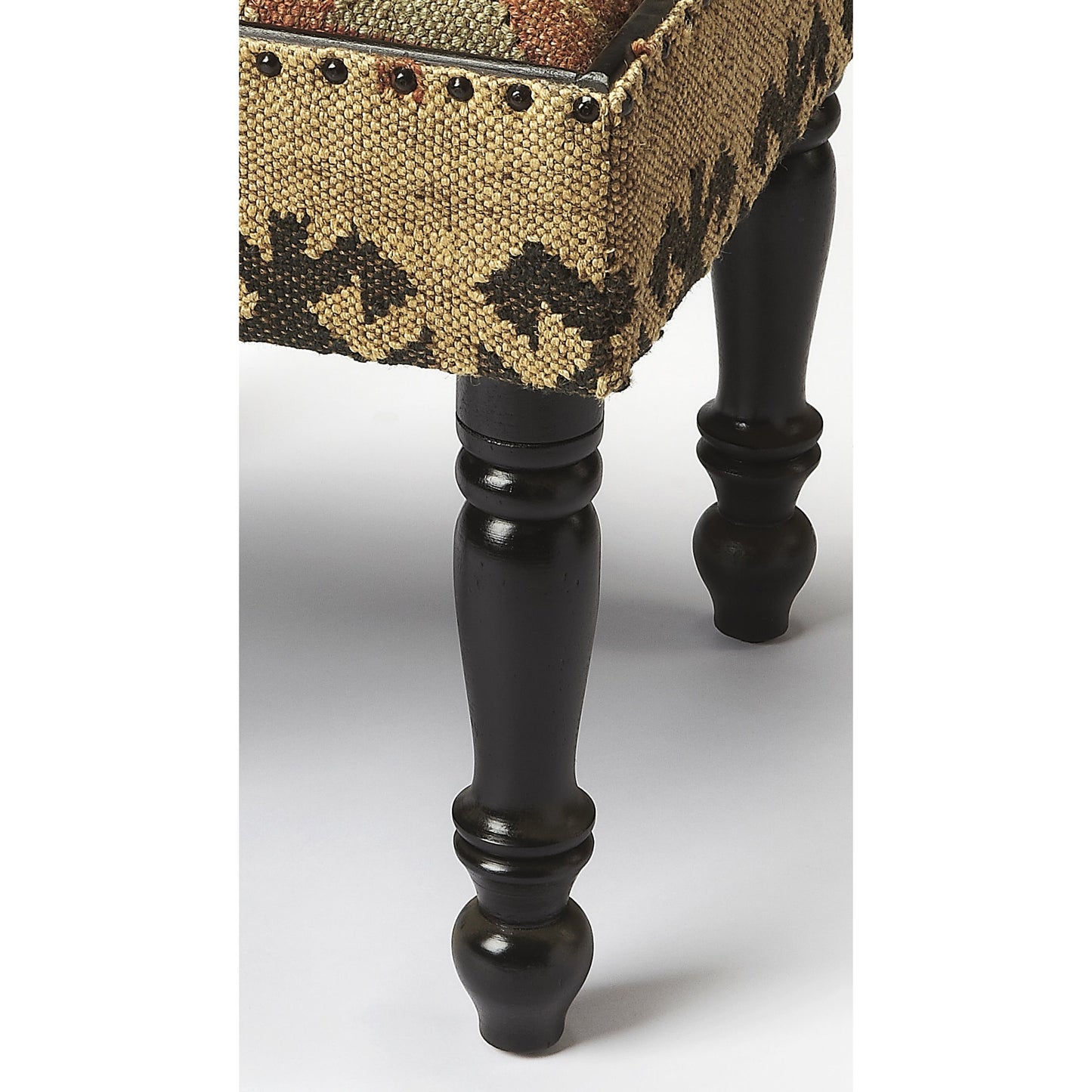003 S-242571 | Additional Silo | Mesquite Jute Stool by Butler Specialty Company in multi-color and mountain lodge. Made from acacia wood solids, mdf, urethane foam, cotton, jute rug in a eclectic & global style.