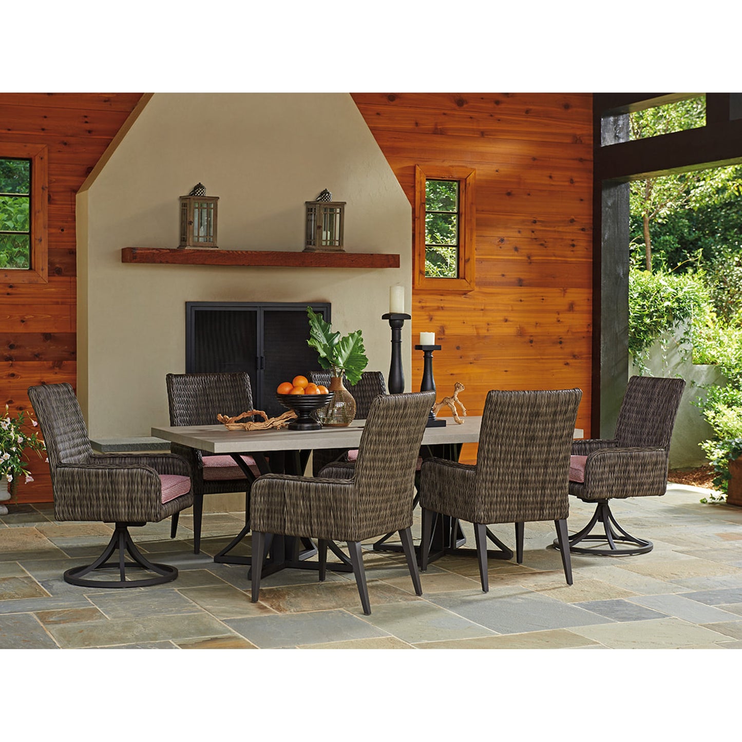004 SR-836577 | Lifestyle | Cypress Point Ocean Terrace Arm Dining Chair by Tommy Bahama Outdoor. Made from unique in a coastal style.