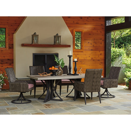 Cypress Point Ocean Terrace Dining Table With Weatherstone Top by Tommy Bahama Outdoor in limestone. Made from unique in a modern style.