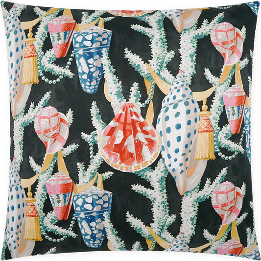 Ocean Wonder Throw Pillow by DV Kap Home in black, multi. Made from 100% cotton in a coastal style.