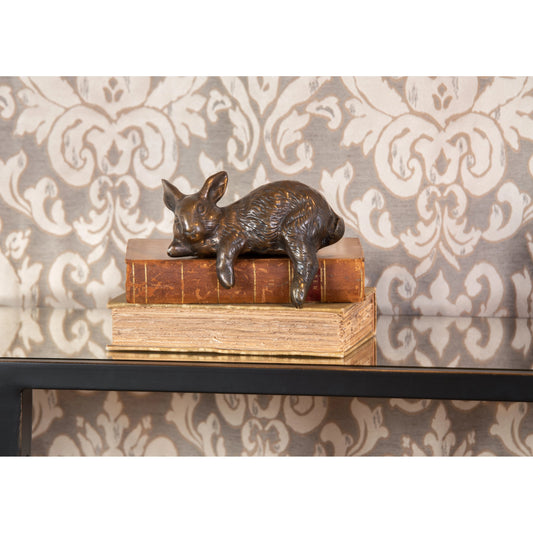 Restin' Rabbit by Wildwood in bronze patina. Made from cast brass in a rustic style.