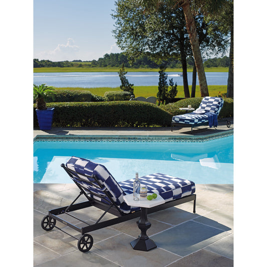 Pavlova Chaise Lounge Chair by Tommy Bahama Outdoor in blue. Made from unique in a coastal style.