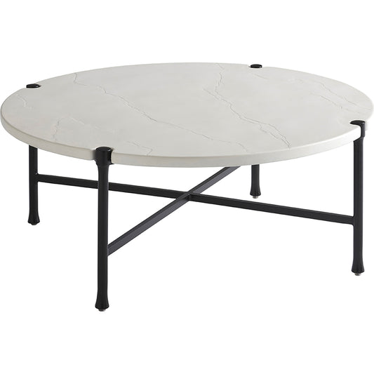 001 SR-836753 | Primary Silo | Pavlova Round Cocktail Table by Tommy Bahama Outdoor in textured graphic white. Made from unique in a transitional style.