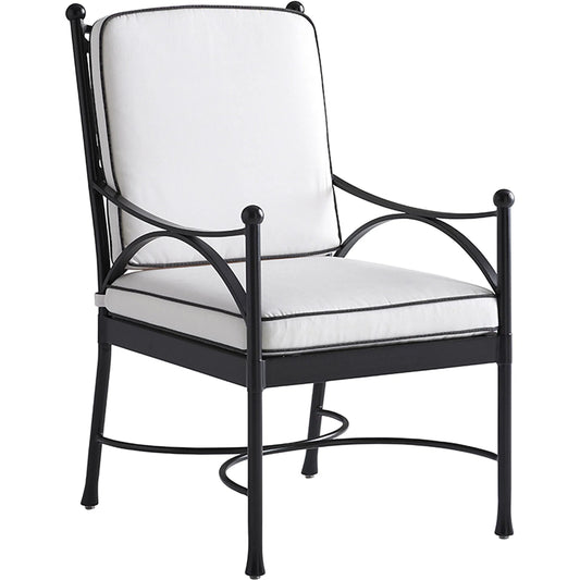 000 SI-2540695 | Primary Silo | Pavlova Arm Dining Chair by Tommy Bahama Outdoor in white and graphite. Made from aluminum, fabric in a unique style.