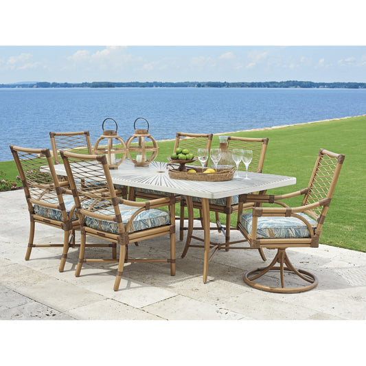 Key Largo Rectangular Dining Table by Tommy Bahama Outdoor in gold leaf. Made from unique in a eclectic & global style.