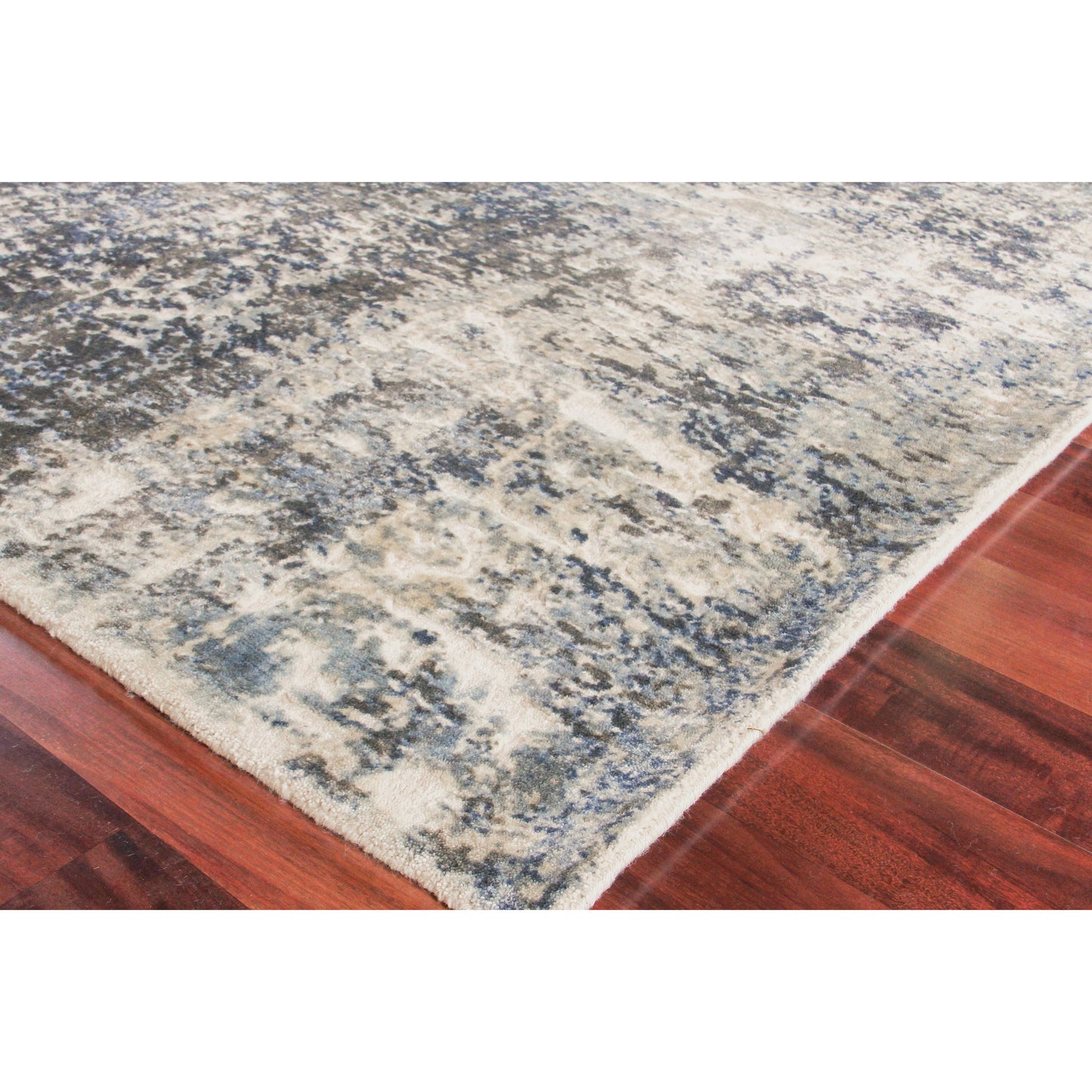 002 SI-1829439,SI-1829440,SI-1829441,SI-1829442,SI-1829443 | Closeup | Reflections Rug - Blue, Ivory by Exquisite Rugs in blue, ivory. Made from bamboo silk in a unique style.