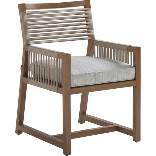 001 SR-836580 | Primary Silo | Cypress Point Ocean Terrace Arm Dining Chair St Tropez Cushion by Tommy Bahama Outdoor in blue. Made from unique in a coastal style.