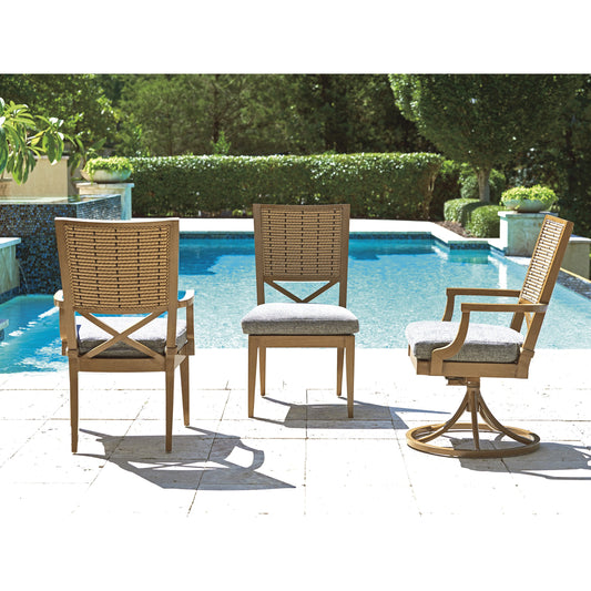 Los Altos Swivel Rocker Dining Chair by Tommy Bahama Outdoor in gray. Made from unique in a coastal style.
