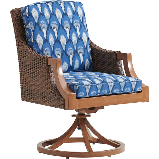 000 SR-836821 | Primary Silo | Harbor Isle Swivel Rocker Arm Dining Chair by Tommy Bahama Outdoor in blue. Made from unique in a coastal style.