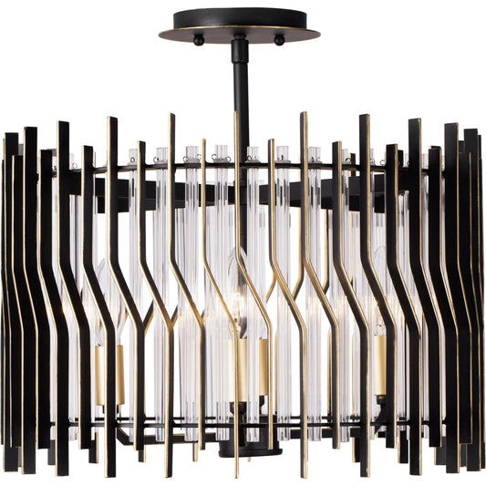Park Row Semi-Flush by Varaluz in matte black/french gold. Made from unique in a modern style.