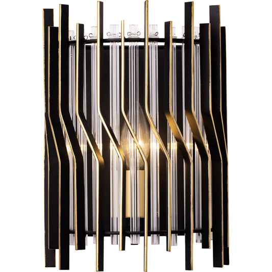 001 SI-2025859 | Primary Silo | Park Row Sconce by Varaluz in matte black/french gold. Made from unique in a modern style.