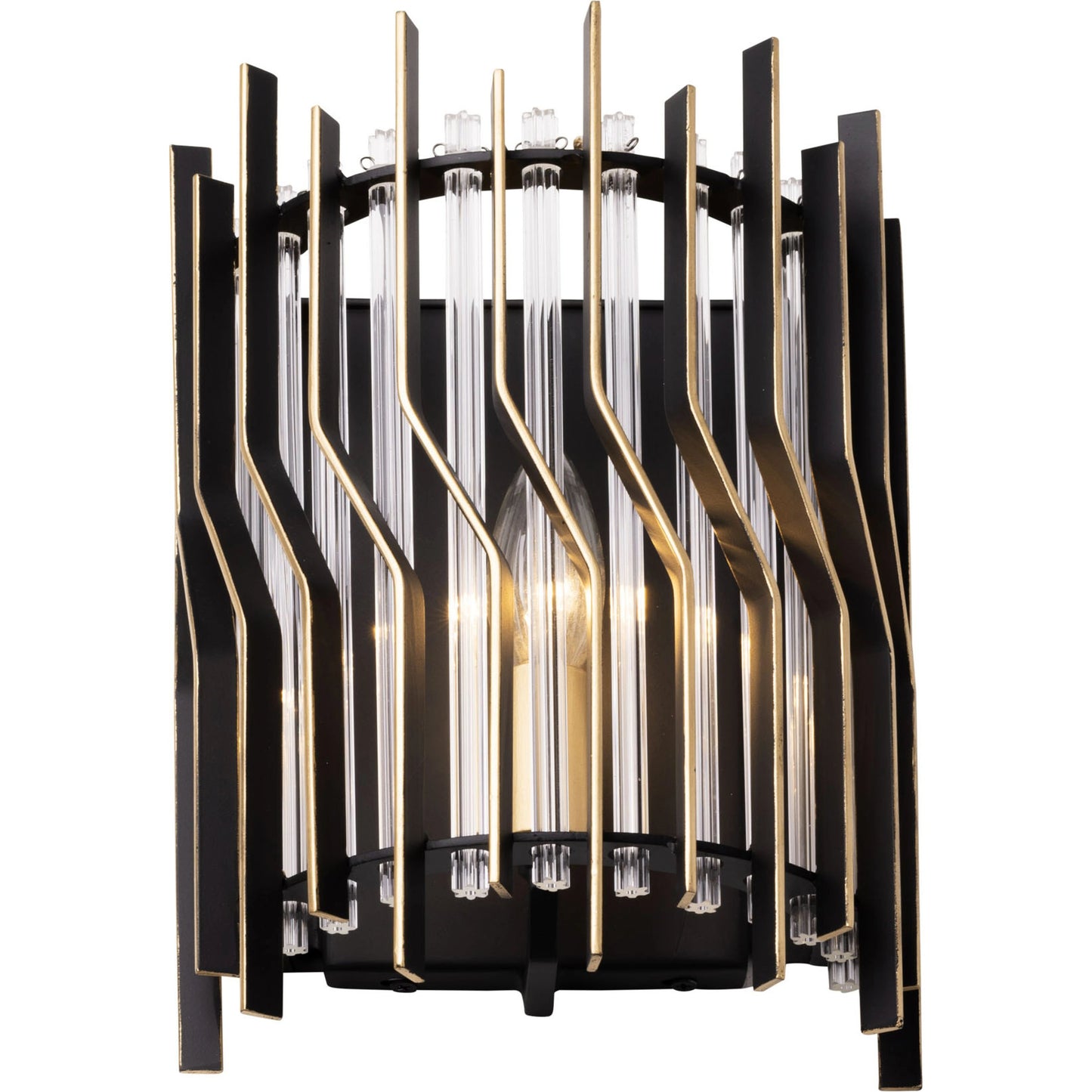 003 SI-2025859 | Additional Silo | Park Row Sconce by Varaluz in matte black/french gold. Made from unique in a modern style.
