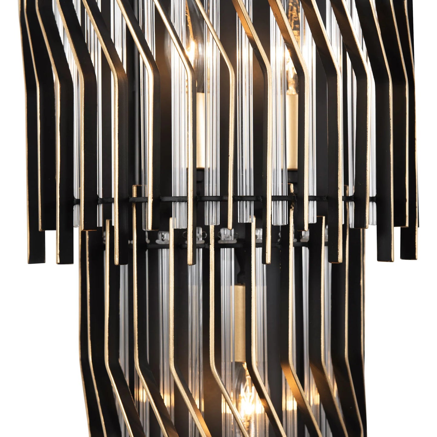 005 SI-2445116 | Closeup | Park Row Tier Sconce by Varaluz in matte black, french gold. Made from unique in a modern style.