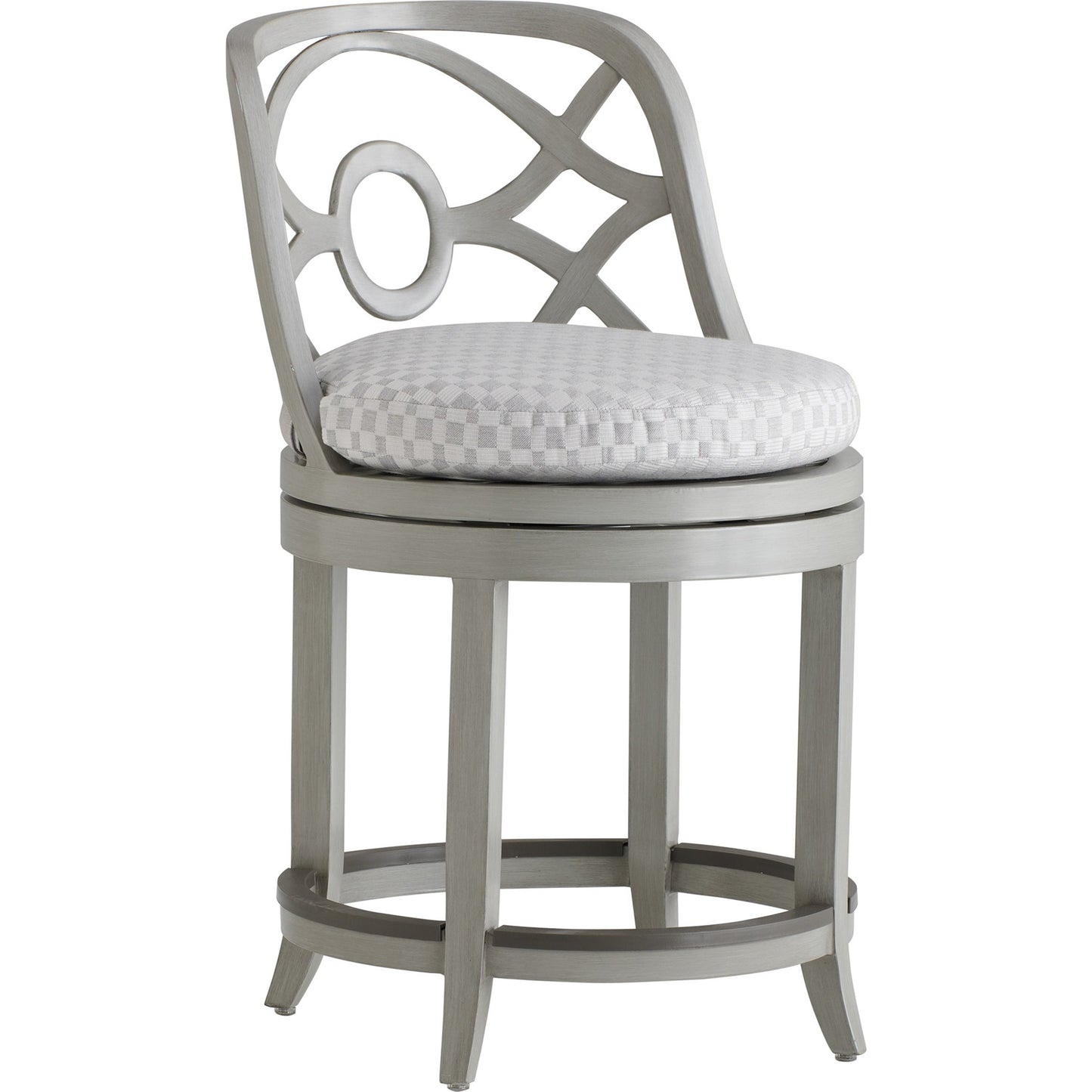 001 SI-1770917 | Additional Silo | Silver Sands Swivel Counter Stool by Tommy Bahama Outdoor in gray oyster shell. Made from unique in a transitional style.