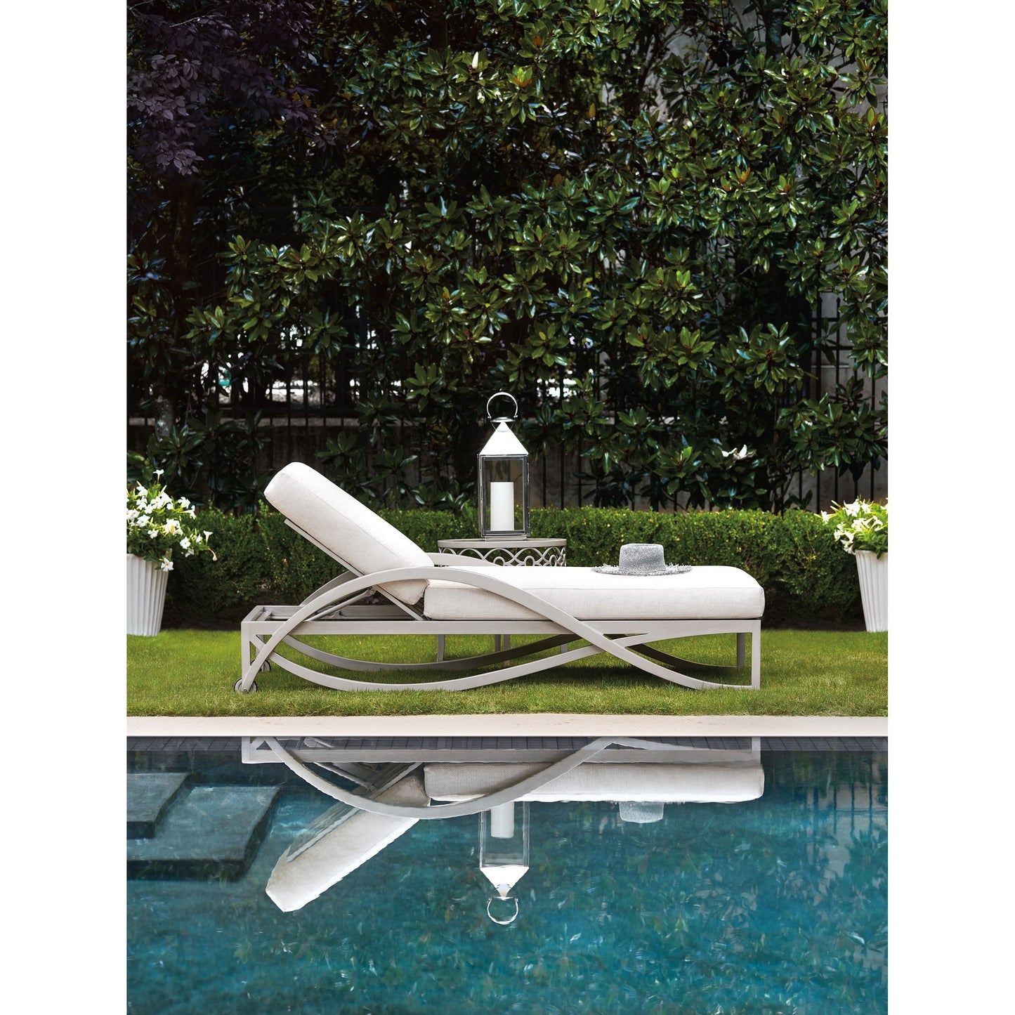 003 SI-1770898 | Lifestyle | Silver Sands Chaise Lounge by Tommy Bahama Outdoor in gray oyster shell. Made from unique in a coastal style.