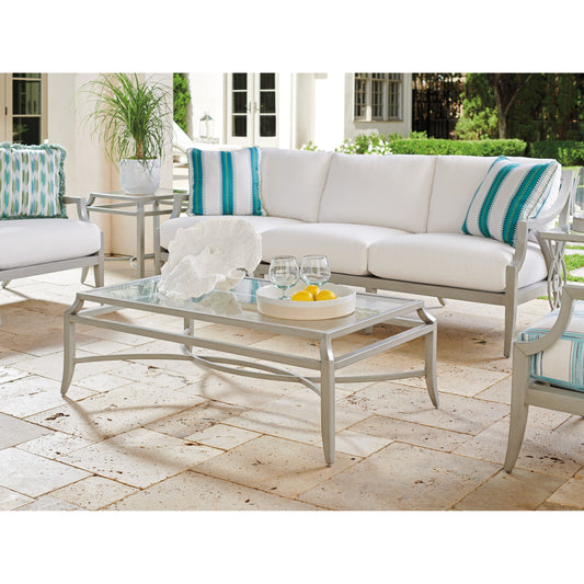 Silver Sands Cocktail Table by Tommy Bahama Outdoor in gray oyster shell. Made from unique in a transitional style.