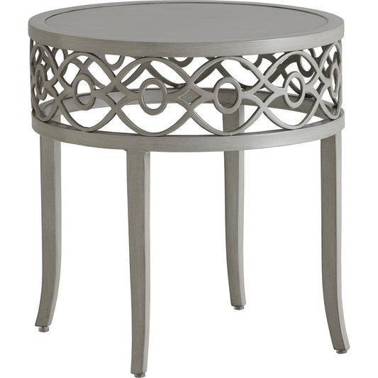 001 SI-1770912 | Primary Silo | Silver Sands Round End Table by Tommy Bahama Outdoor in gray oyster shell. Made from unique in a transitional style.