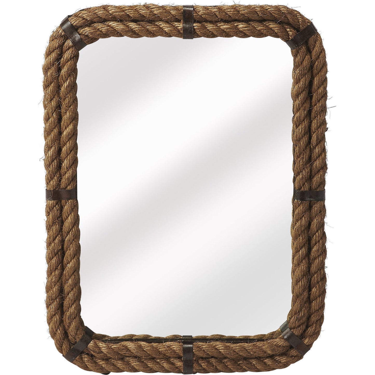 001 S-242624 | Additional Silo | Darby Rope Wall Mirror by Butler Specialty Company in light brown and mountain lodge. Made from iron, rope, mirrored glass in a coastal style.