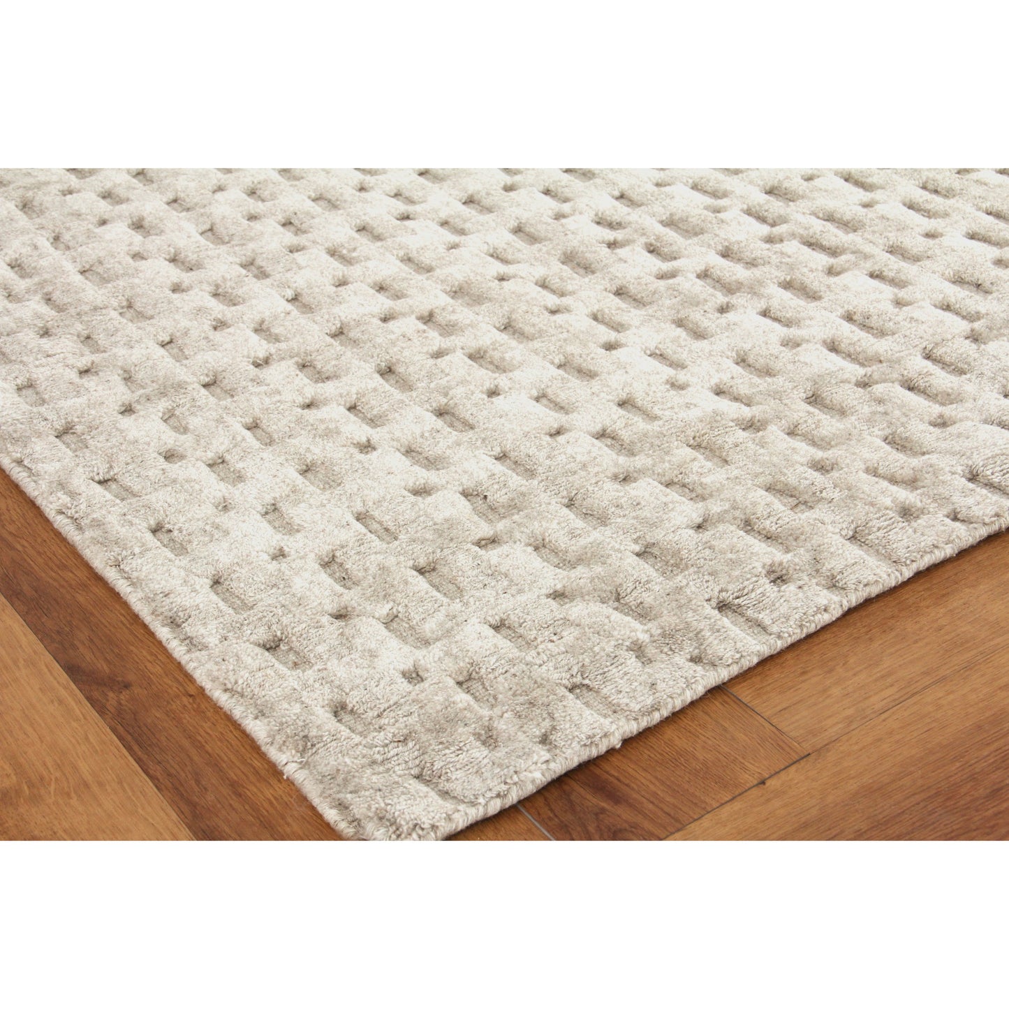 002 SI-1828792,SI-1828793,SI-1828794,SI-1828795,SI-1828796,SI-1828797 | Closeup | Monroe Silk Rug - Light Taupe by Exquisite Rugs in light taupe. Made from bamboo silk in a unique style.