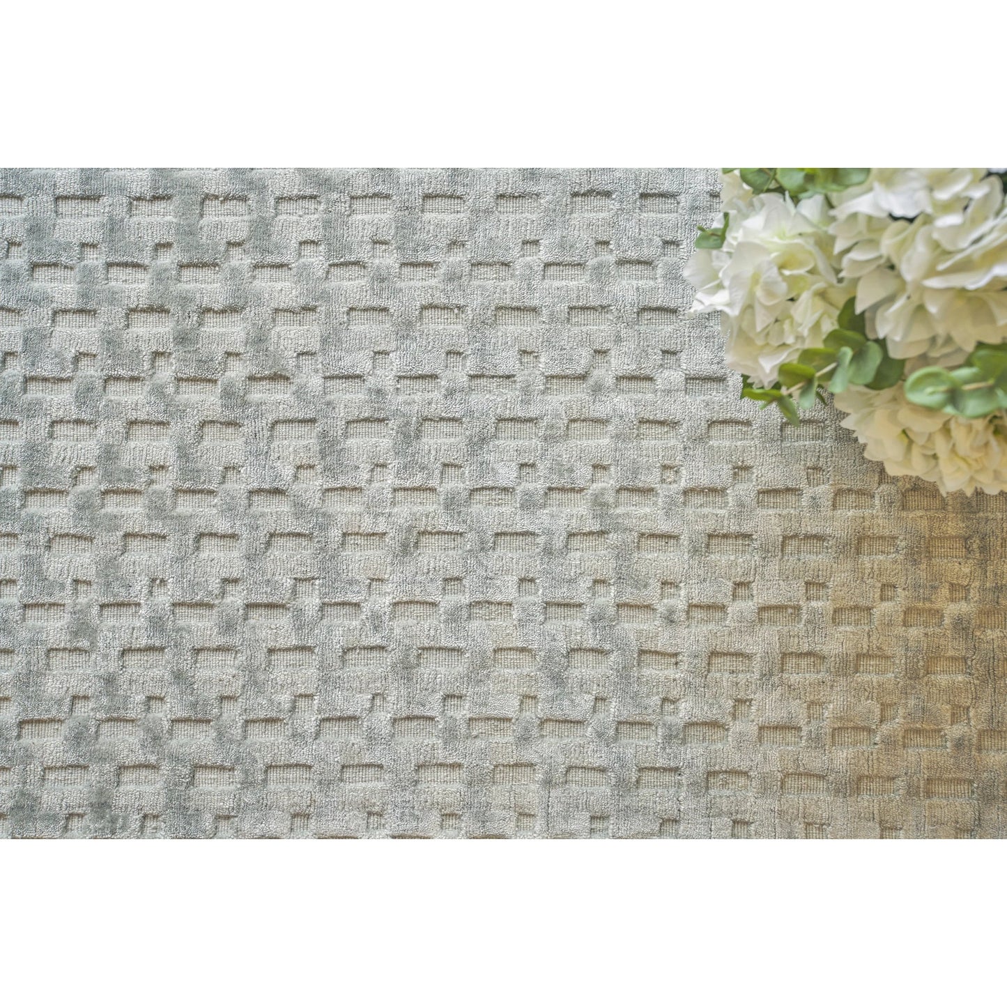 006 SI-2222009,SI-2293658 | Lifestyle | Monroe Silk 3972 Rug by Exquisite Rugs in light green. Made from bamboo silk in a unique style.