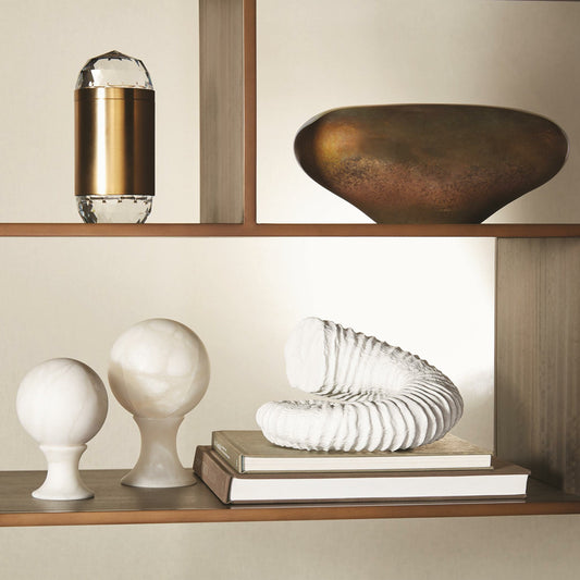 Alabaster Sphere Stand by Global Views. Made from alabaster in a eclectic & global style.
