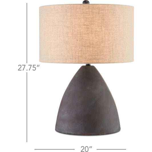 Zea Table Lamp by Currey and Company in antique black. Made from terracotta in a transitional style.