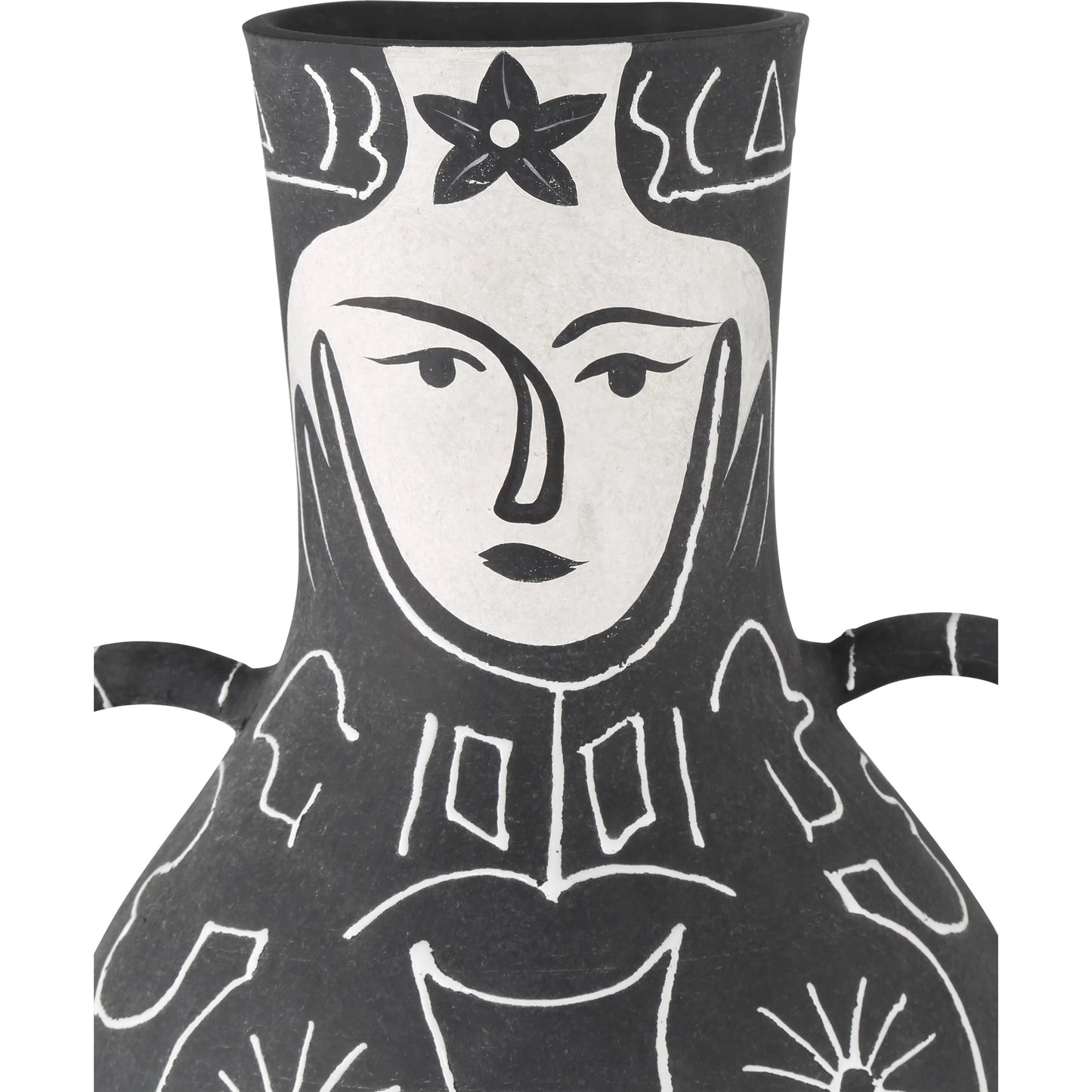 003 SI-2191825 | Additional Silo | Saint-Paul-De-Vence Vase by Currey and Company in black, white. Made from terracotta in a modern style.