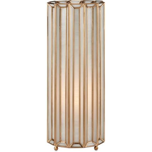 001 SI-2133899 | Primary Silo | Daze Uplight Table Lamp by Currey and Company in white, antique brass. Made from glass, brass, metal in a modern style.