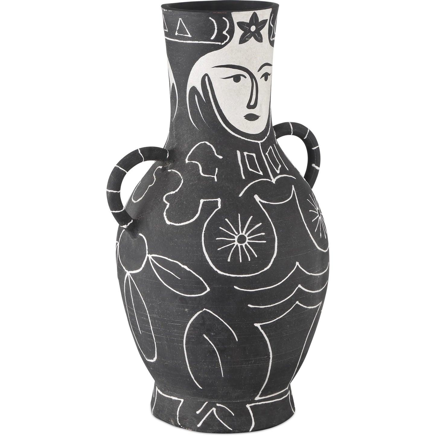 006 SI-2191825 | Additional Silo | Saint-Paul-De-Vence Vase by Currey and Company in black, white. Made from terracotta in a modern style.