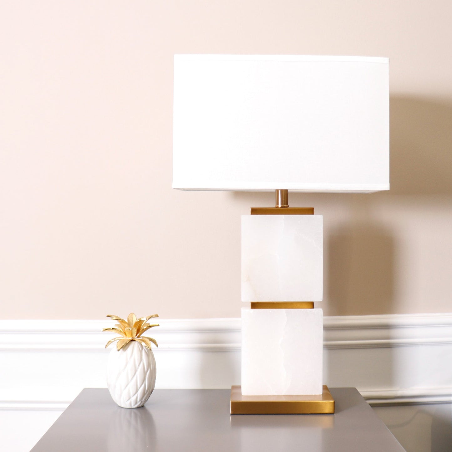 005 SR-785765 | Lifestyle | Imperial Table Lamp by Pasargad Home in gold and white, gold. Made from metal, marbl in a transitional style.