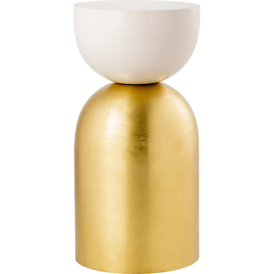 Calista Side Table by Pasargad Home in ivory, brass. Made from iron in a modern style.