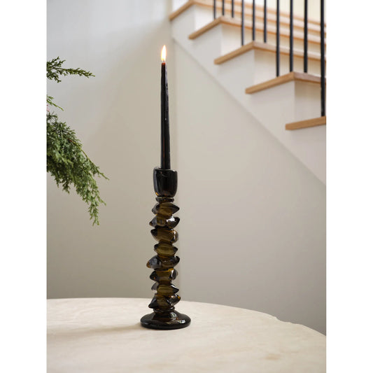 Foundation Candleholder by Accent Decor in black. Made from glass in a unique style.