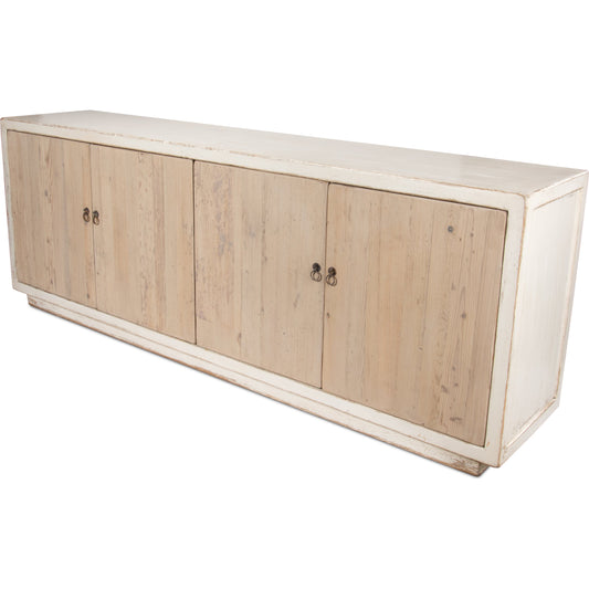Modern Sideboard by Sarreid Ltd. in white and 2 removable shelves. Made from pine in a coastal style.