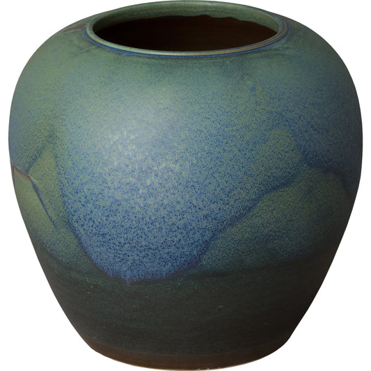 19.5 in. Wide Vase in Verdigris Glaze by Emissary USA in verdigris. Made from unique in a traditional style.