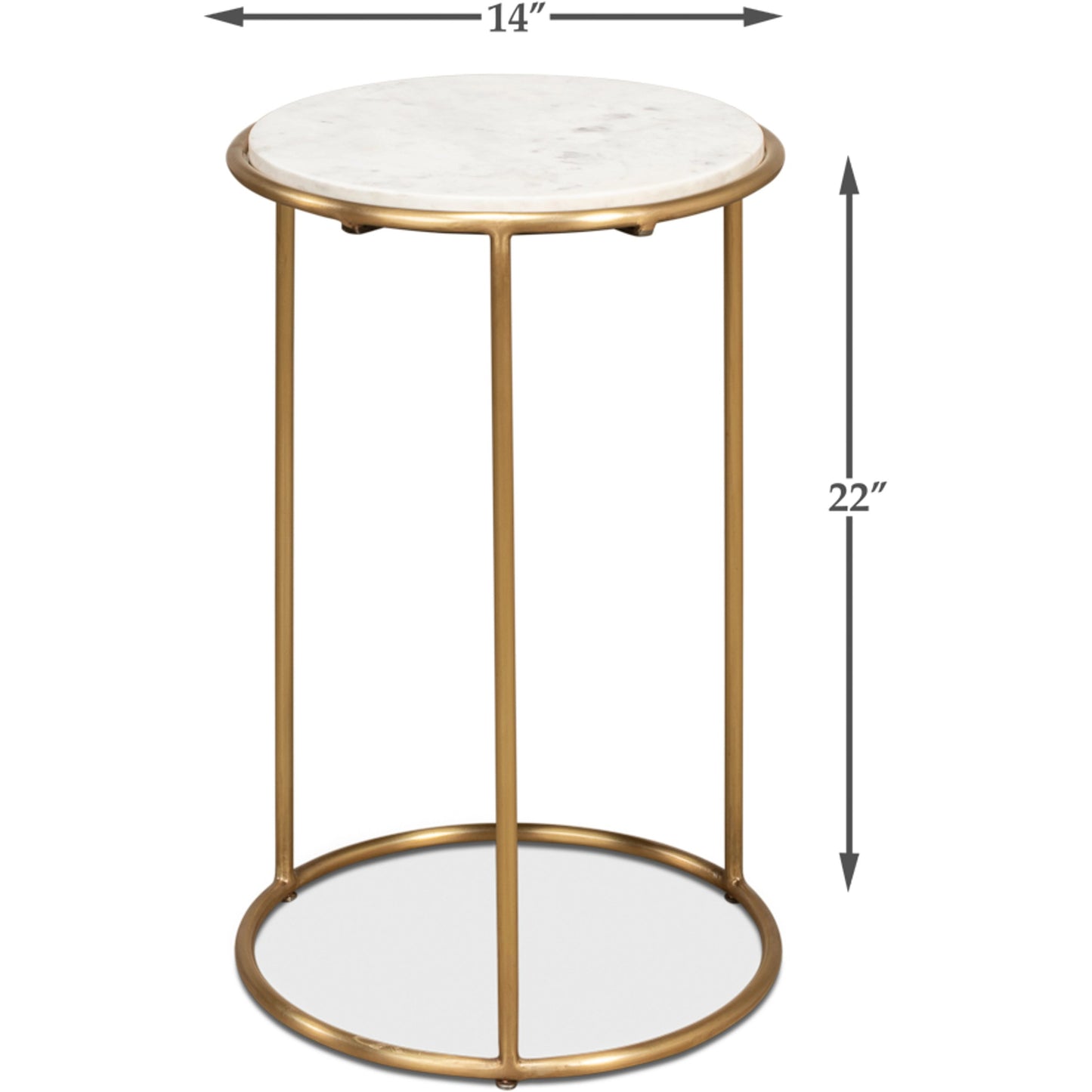 005 SR-858092 | Additional Silo | Side Table by Sarreid Ltd. in gold. Made from marble, brass in a transitional style.