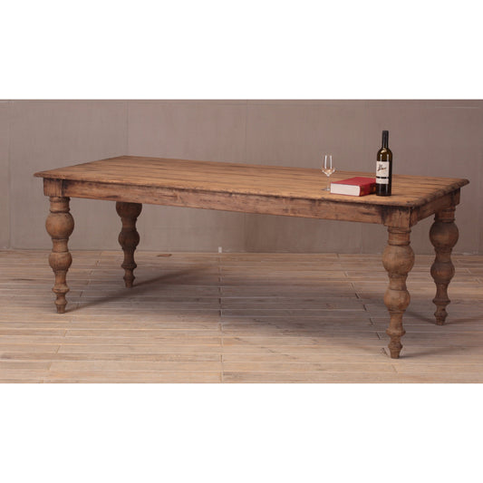 Bixby Dining Table by Sarreid Ltd. in brown and natural stony grey/black wash finish. Made from pine in a rustic style.