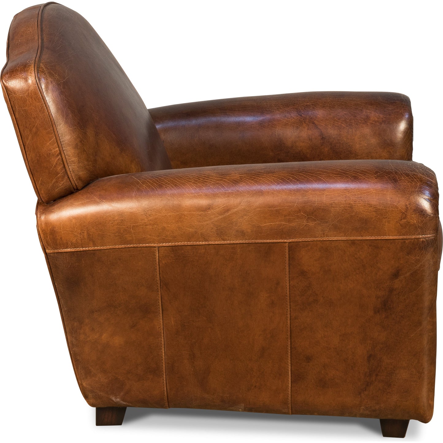 003 SR-857673 | Additional Silo | Elite French Club Chair by Sarreid Ltd. in brown and vintage cigar leather. Made from wood, leather in a rustic style.