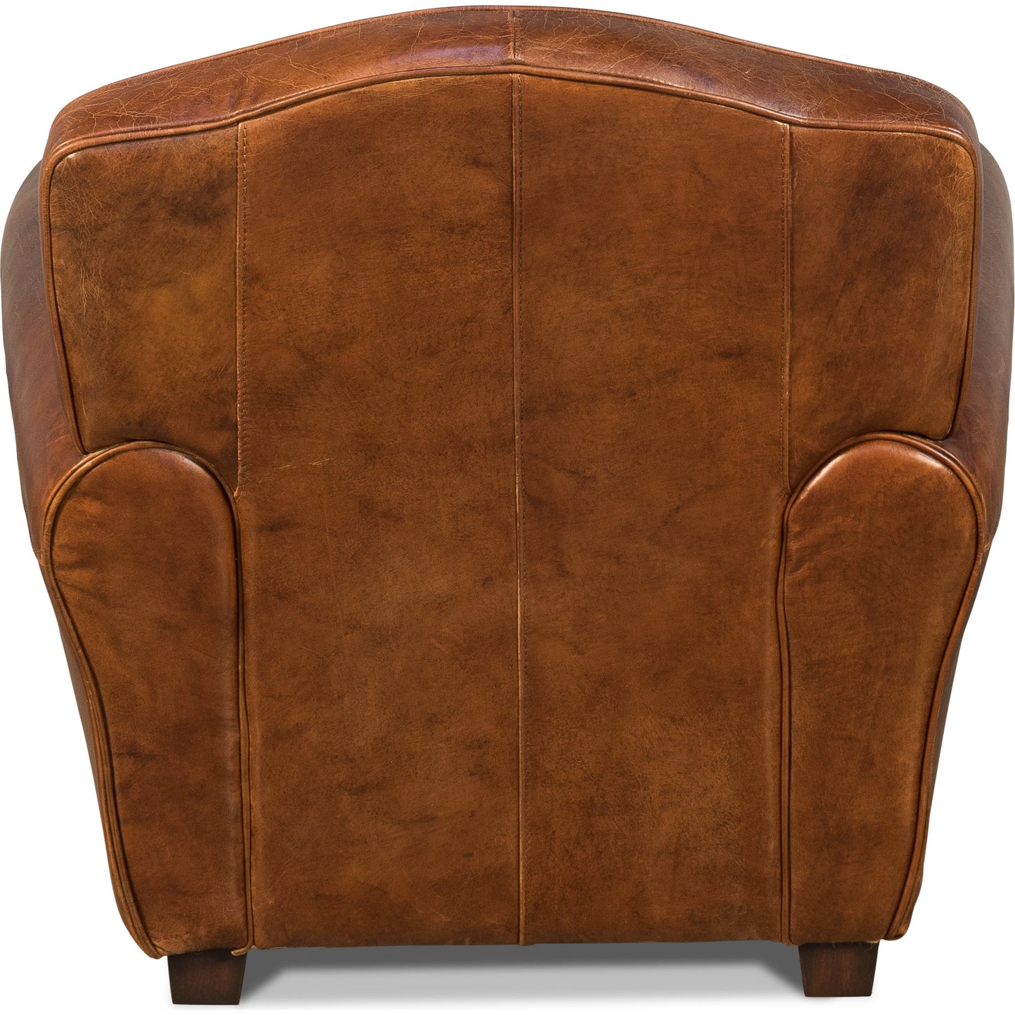 004 SR-857673 | Additional Silo | Elite French Club Chair by Sarreid Ltd. in brown and vintage cigar leather. Made from wood, leather in a rustic style.