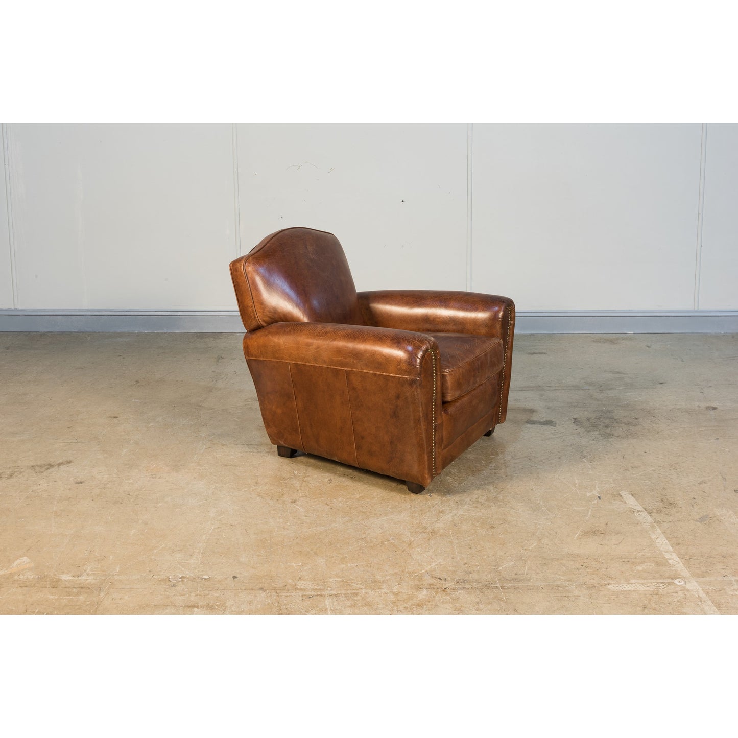 005 SR-857673 | Additional Silo | Elite French Club Chair by Sarreid Ltd. in brown and vintage cigar leather. Made from wood, leather in a rustic style.
