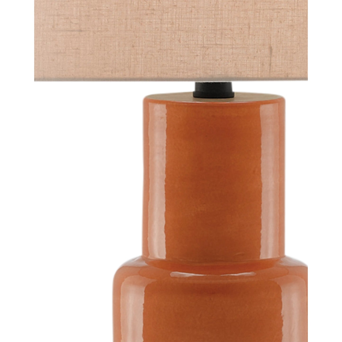 005 S-223234 | Closeup | Janeen Table Lamp by Currey and Company in orange, satin black. Made from terracotta, wood in a modern style.
