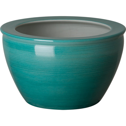 Cachepot by Emissary USA in peacock green. Made from unique in a coastal style.