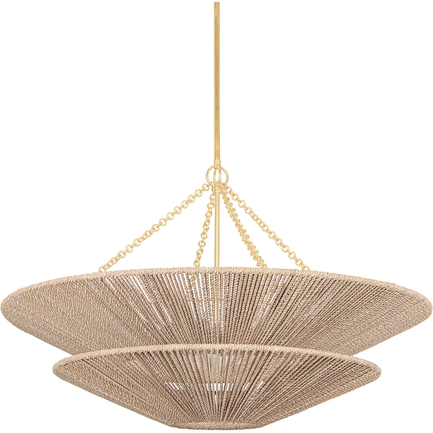 003 SI-2029982 | Primary Silo | Tropea Chandelier by Corbett in gold leaf. Made from natural woven in a coastal style.