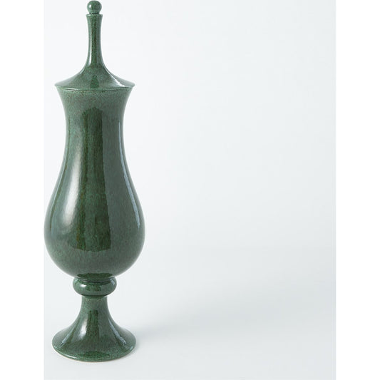 Tower Jar by Global Views in emerald. Made from ceramic in a transitional style.