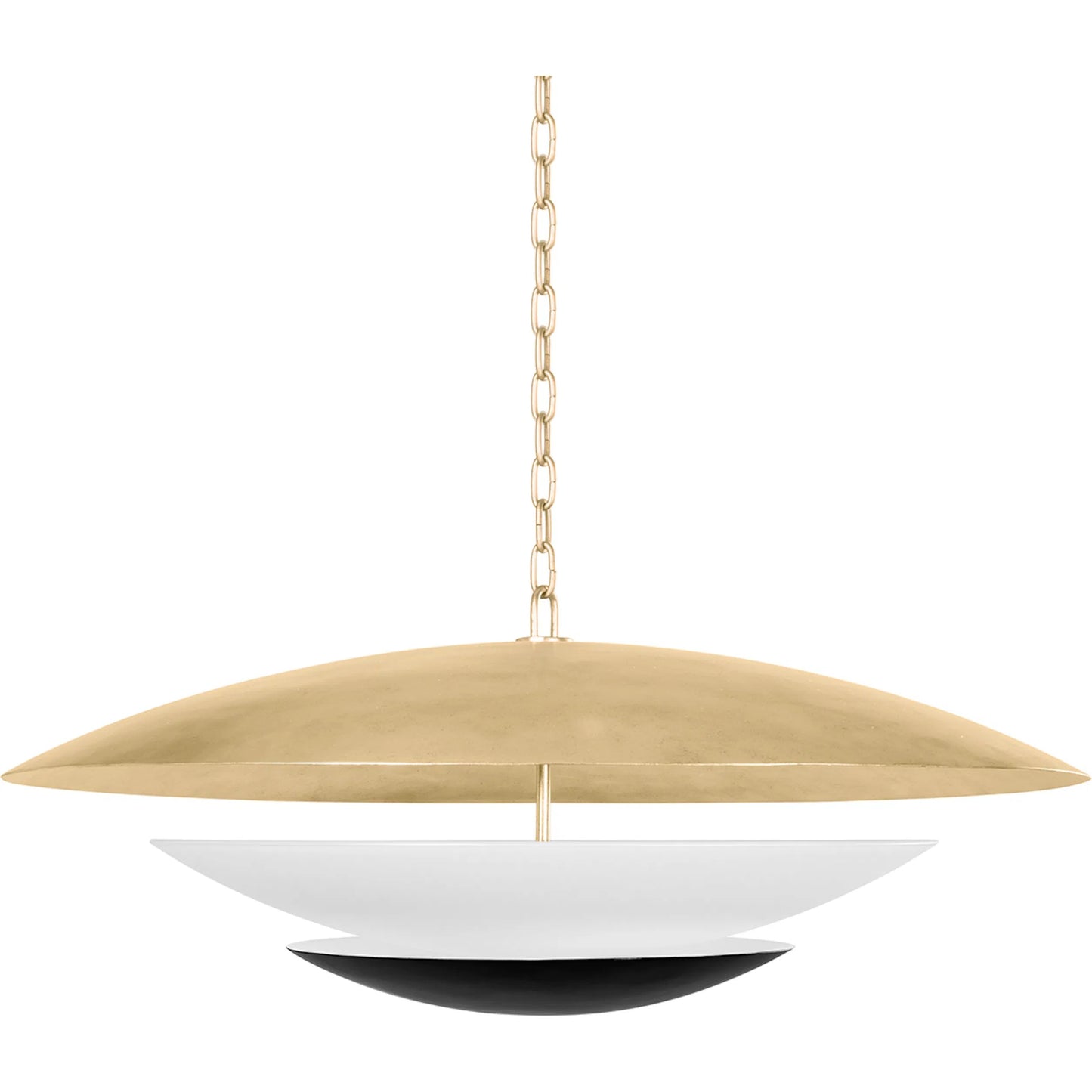 002 SI-2029984 | Primary Silo | Adara Pendant by Corbett in vintage gold leaf and soft black. Made from steel in a modern style.
