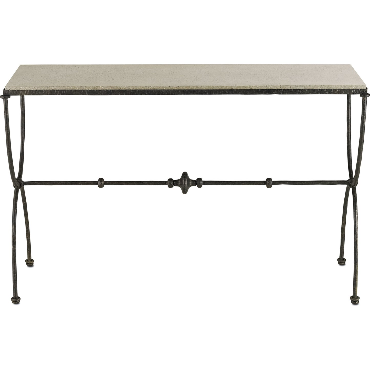 004 S-222857 | Additional Silo | Agora Console Table by Currey and Company in rustic bronze, polished. Made from wrought iron, concrete in a traditional style.