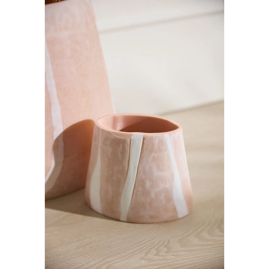 Barrett Vase by Accent Decor in peach. Made from glass in a unique style.