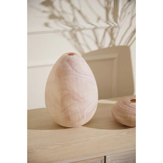 Gasparo Vase by Accent Decor in light, pink. Made from glass in a unique style.