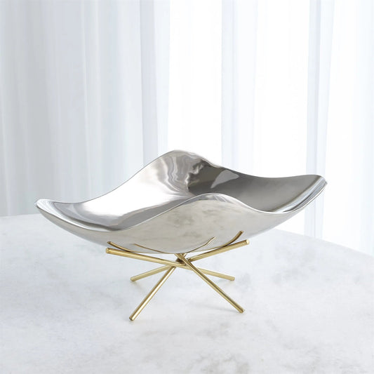 Thistle Decorative Bowl with Brass Stand by Global Views. Made from aluminum, brass in a modern style.