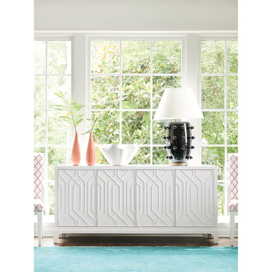 Oak Creek Buffet by Lexington in white. Made from unique in a transitional style.