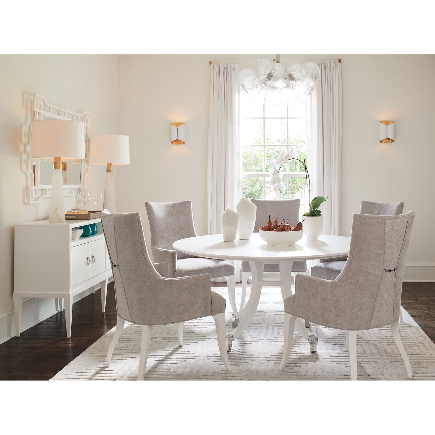 003 SR-835488 | Lifestyle | Lombard Round Dining Table by Lexington in white. Made from unique in a transitional style.